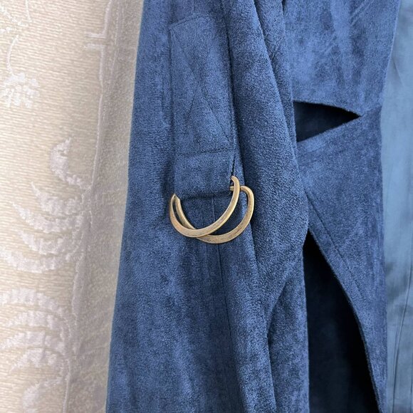 Ivy Jane faux suede open jacket d-ring roll-tab sleeve relaxed fit lagenlook - Picture 4 of 10